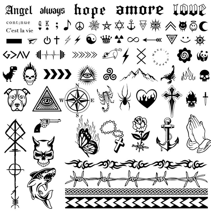 3sheets Realistic Temporary  Adult Men Semi Permanent  Long Lasting 1-2 Weeks Cross Skull Gothic Letters Halloween Tribal  Anchor Compass  temporary tattoo