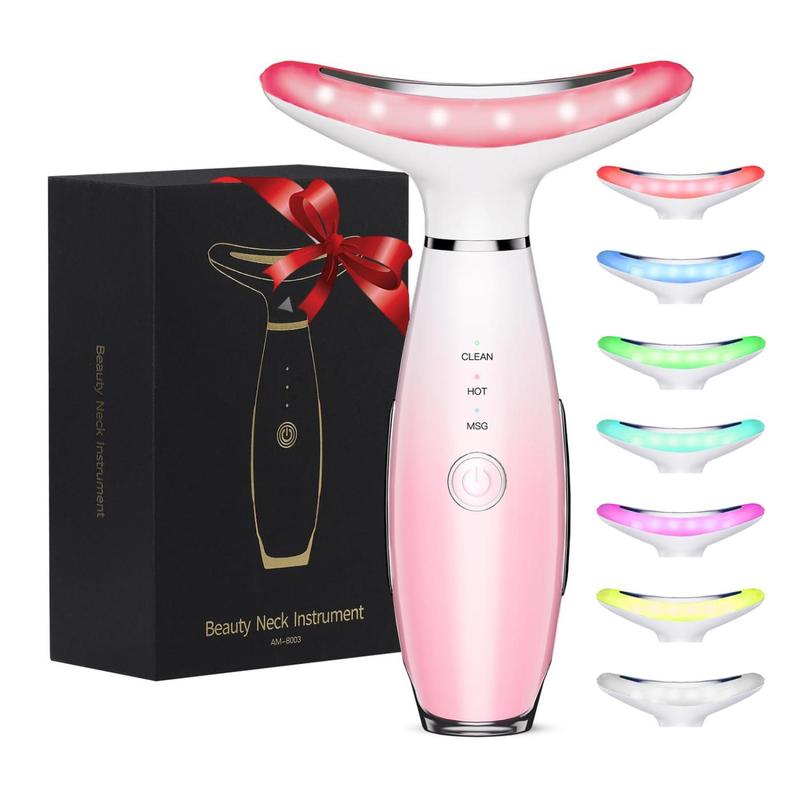 7 Color Facial & Neck Face Massager, 1 Box Portable Vibrating Neck and Face Massager Tools, Skin Care Tool for Women