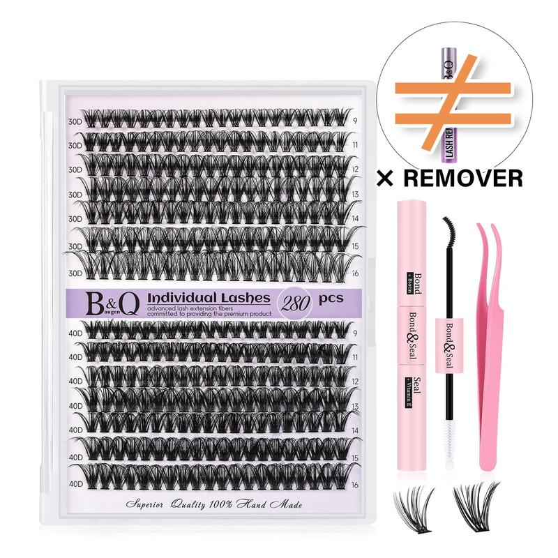 B&Q LASH l 30D+40D G Lash Kit l 280pcs Individual Lashes,D Curl (9-16MIX) for DIY Lashes Extension, Waterproof Long Lasting Beginner Friendly