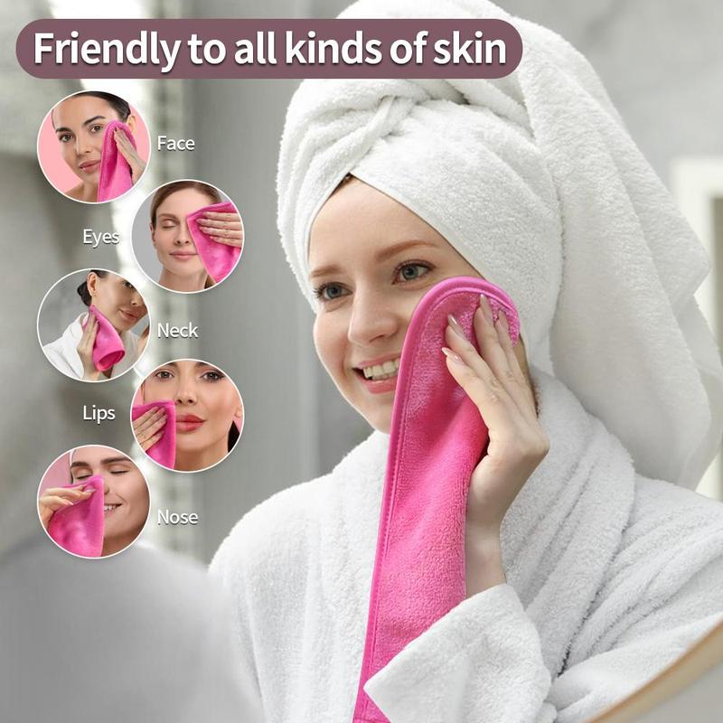 Reusable Makeup Remover Towel, 7 Counts Soft Microfiber Makeup Remover Cloth, Breathable Facial Cleansing Tool for Women & Girls