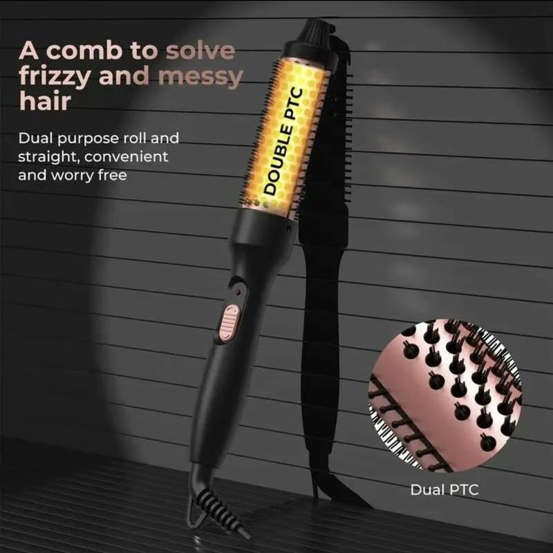 1.25-inch Professional Heated Curly Hair Brush Straight Hair Comb, Hot Tools Thermal Brush, Negative lon Perm Stick HeatingRound Brush Dual-purpose Hair Styling Comb, American Standard Plug, Women'sHair Styling Tool Comfort 1 2 inch curler