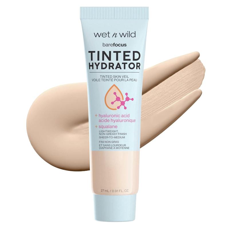 wet n wild Bare Focus Tinted Hydrator Matte Finish, Light Medium, Oil-Free, Moisturizing Makeup | Hyaluronic Acid