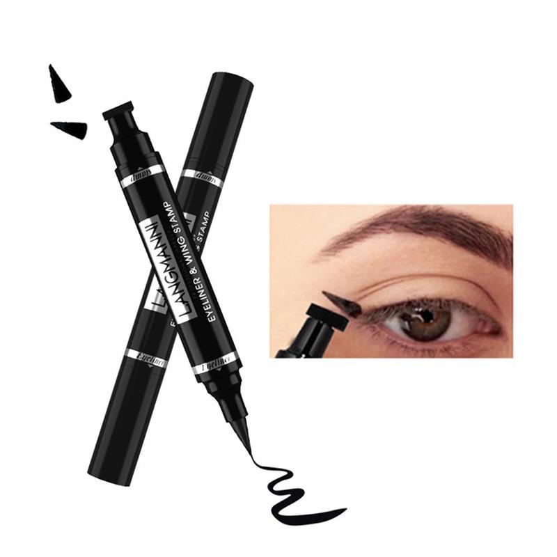 Double-ended Eyeliner Pen, 1 Count Waterproof Long Lasting 2 In 1 Triangle Eyeliner Pencil, Eye Makeup Tool For Women