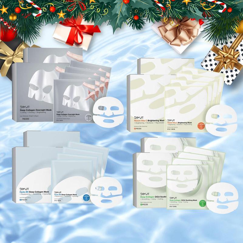 Collagen Overnight Mask, 4 Boxes 8 Boxes(4 Counts box) Facial Hydrogel Masks, Lifting Firming Moisturizing Mask, Facial Skincare Product for Women & Men, Christmas Gift