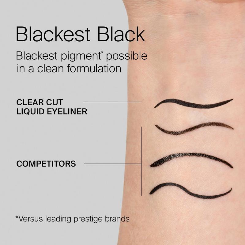 CLEAR CUT WATERPROOF LIQUID EYELINER – BLACKEST BLACK, CLEAN FORMULA, SMUDGE-PROOF FINISH Brush Lipliner Makeup Carbon