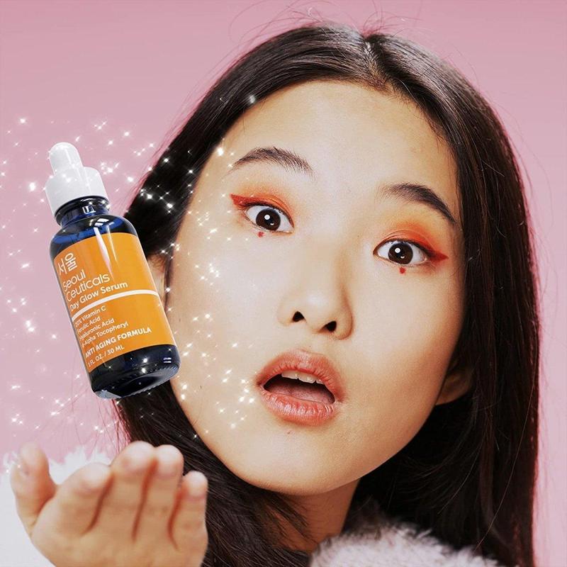 Korean Facial Serum - Day Glow Serum with Vitamin C for Sun Spots, Acne Scars, Skin Repair, Comfort and Clear - Daily Skincare Routine