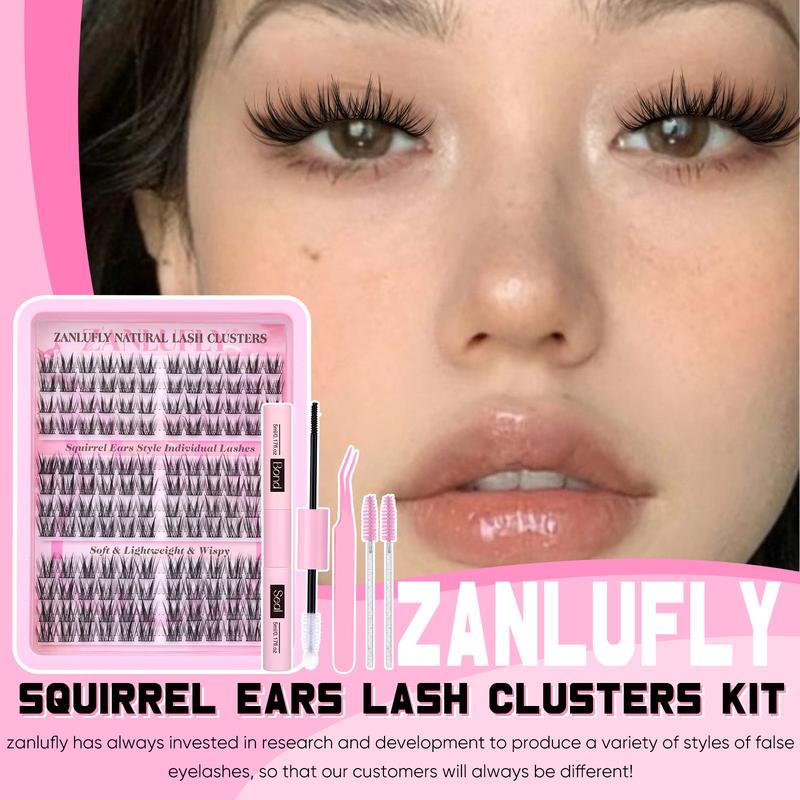 zanlufly Natural Lash CLusters C Curl Wispy Eyelashes Extensions Short Anime EyeLash Extension Kit Makeup 9 10 11MM Manga Eyelash Extensions Cosmetic