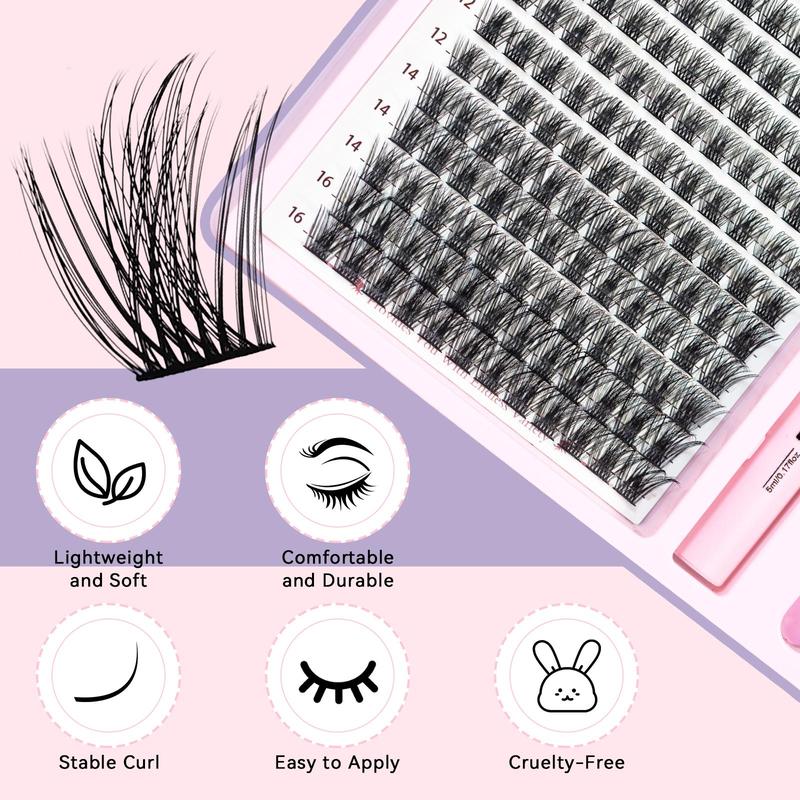 Professional Eyelash Makeup Set, 1 Count False Eyelash & 1 Count Eyelash Bond Seal Stick & 1 Count Tweezers, Curling Fluffy Eyelash Extensions Kit for Women