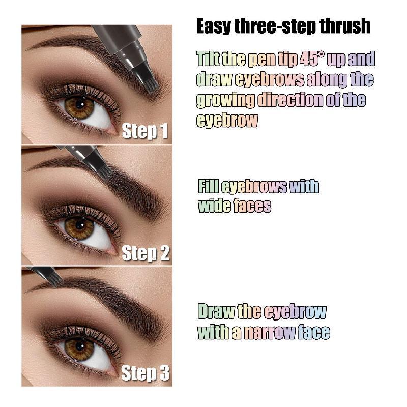 Waterproof Eyebrow Pen,Microblading Eyebrow Pencil With 4Split Head, Natural Looking BrowsMakeup ( 5 Colors )