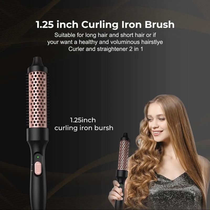 1.25-inch Professional Heated Curly Hair Brush Straight Hair Comb, Hot Tools Thermal Brush, Negative lon Perm Stick HeatingRound Brush Dual-purpose Hair Styling Comb, American Standard Plug, Women'sHair Styling Tool Comfort 1 2 inch curler