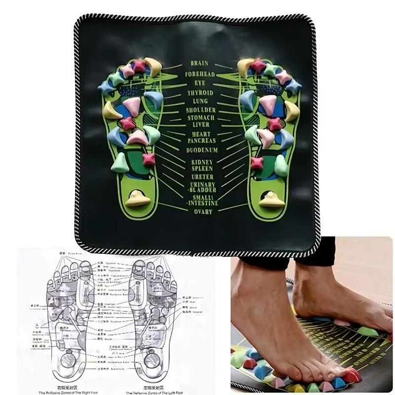 Colorful Stone Body Care & Foot Massage Mat,  Portable Comfort Foot Massage Mat, Foot Massage Tool, Foot Massage Board with Diagram