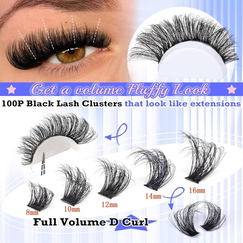 Mixed Length Individual False Eyelashes, 1 Box Natural Look Eyelash Extensions, Self Grafting Curl Eyelashes, Eye Makeup Enhancement False Eyelashes, Lash Clusters Kit