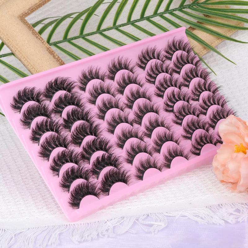 3D False Eyelashes, 21 Pairs Natural Curling Wispy Cat Eye Faux Cluster Lashes, Volumized False Eyelashes for Women and Girls Eye Makeup Enhancement