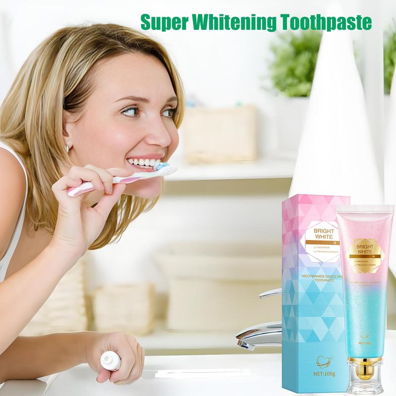 Super Whitening Toothpaste [Triple Whitening] Niacinamide Whitening Toothpaste, Deep Cleansing Toothpaste, Probiotic Whitening Toothpaste, Freshens Breath, Protects Sensitive Teeth, Promotes Healthy Teeth and Gum, Strengthens Tooth Enamel