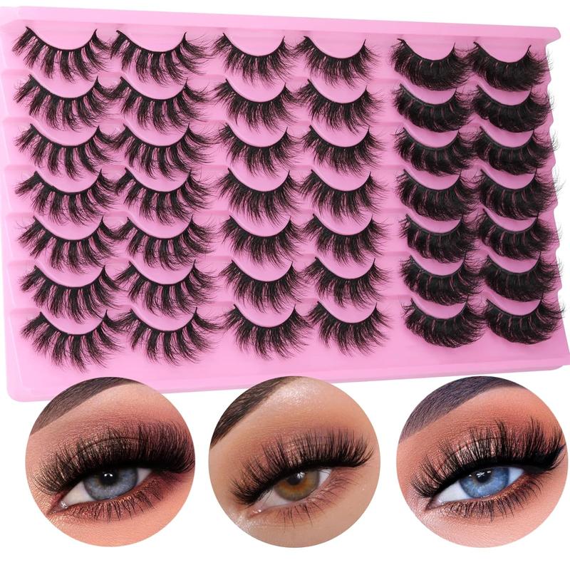 3D False Eyelashes, 21 Pairs Natural Curling Wispy Cat Eye Faux Cluster Lashes, Volumized False Eyelashes for Women and Girls Eye Makeup Enhancement