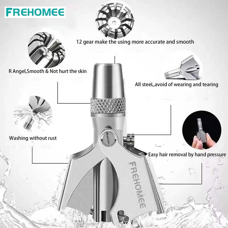 Manual Nose Hair Trimmer for Man & Woman,No Battery Required,Trimmer for Nose,Ear,Moustache and Whiskers Hair,Waterproof,Stainless Steel with Brush,Nasal Clippers Oral Cleansing Comfort