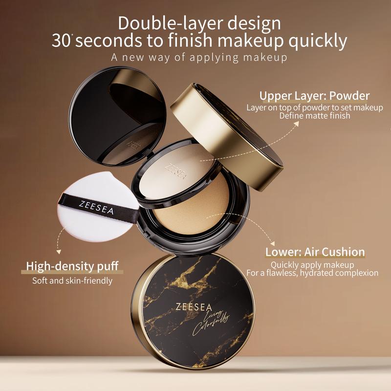 ZEESEA-Black Truffle Essence Double-layer Air Cushion Cream controls oil, shrinks pores, and has high concealing power for dry skin  Foundation Concealer Makeup