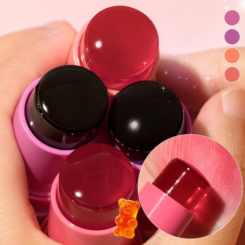 Dual-use Jelly Blush for Lips and Cheek, 4 Counts set Long Lasting Blush Stick, Multi-functionallip Balm, Natural Look Blush for Daily Makeup