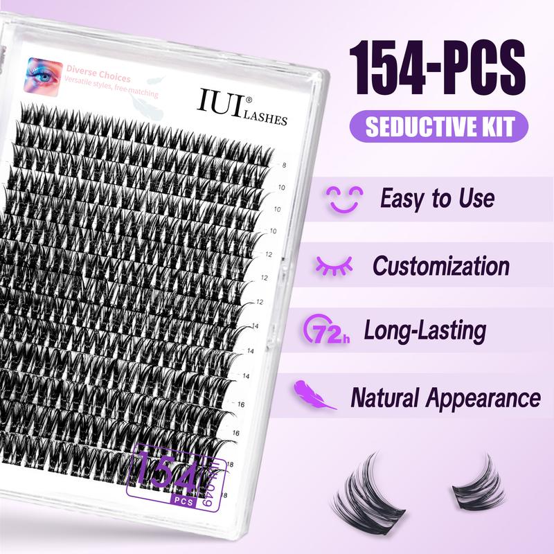 IUI Lash DIY Lash Extension Kit, Beginner-Friendly Eyelash Makeup with Bond and Seal, Tweezer and Remover for DIY Eyelash Extension at Home.