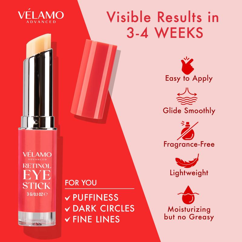 Velamo Advanced Retinol Eye Stick, Retinol Eye Cream, Brightening Eye Balm for Fine Lines & Dark Circles, Visible Results in 3-4 Weeks