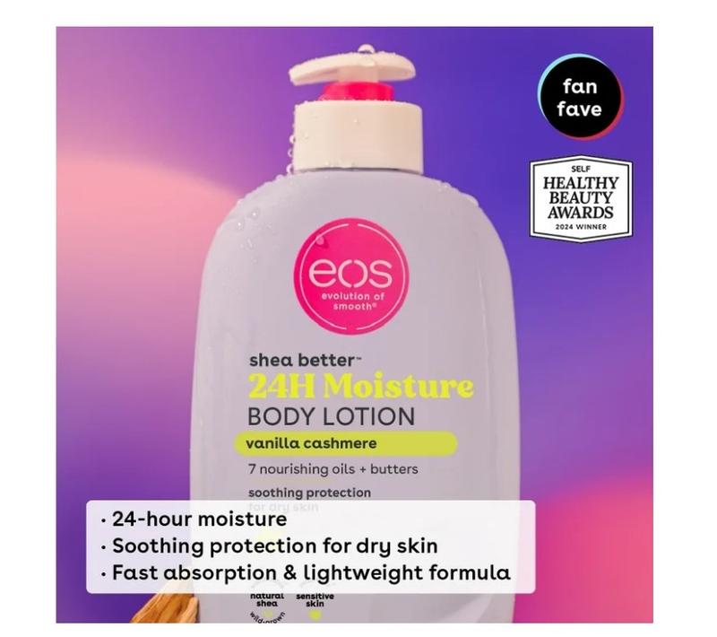 eos Shea Better Body Lotion for Dry Skin, Vanilla Cashmere, 16 fl oz