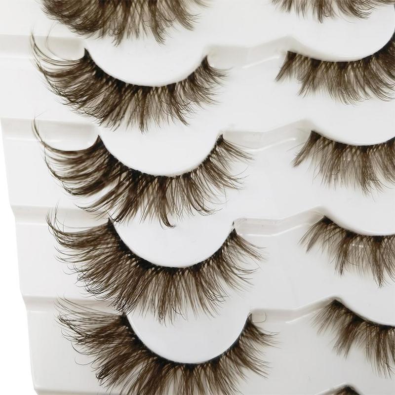 8D Fluffy False Eyelashes for Eyelashes Extensions, Wispy Transparent Stem Brown Faux Cluster Lashes, Eyelashes Extensions, Natural Curling Eye Makeup Strip Lashes for Women & Girls Eye Extensions, Christmas Gift