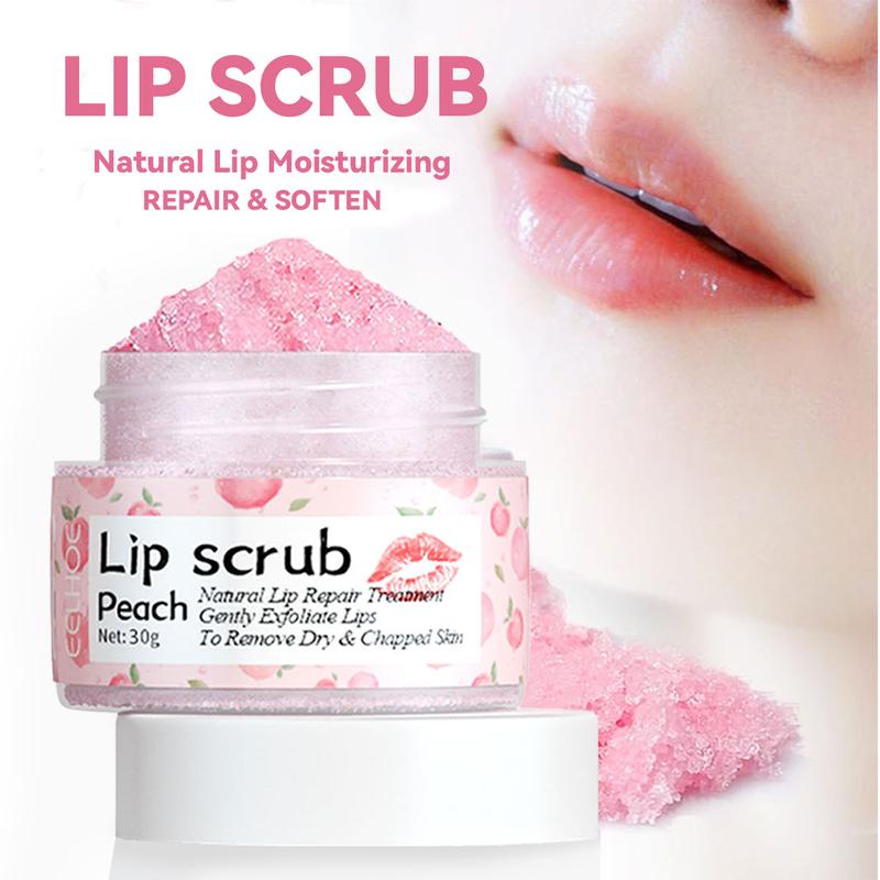 Peach Lip Scrub with Brush, Exfoliating Lip Scrub, Fade Lip Lines, Lip Care Product for Women & Girls, Skincare Products