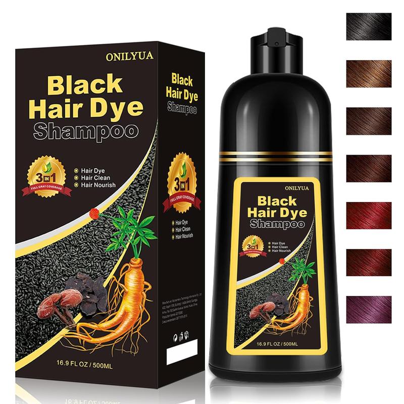 3 in 1 Hair Dye Shampoo-Contains Ginseng Extract,Can cover gray hairs,Natural Haircoloring,Plant Haircare, black hairdye Hair care