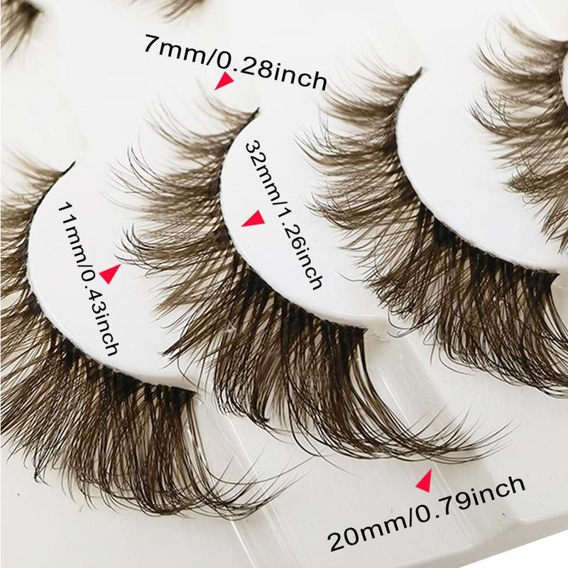 8D Fluffy False Eyelashes for Eyelashes Extensions, Wispy Transparent Stem Brown Faux Cluster Lashes, Eyelashes Extensions, Natural Curling Eye Makeup Strip Lashes for Women & Girls Eye Extensions, Christmas Gift