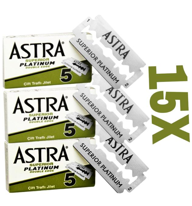 Astra Superior Premium Platinum Double Edge Safety Razor Blades, 5 Count (Pack of 3)