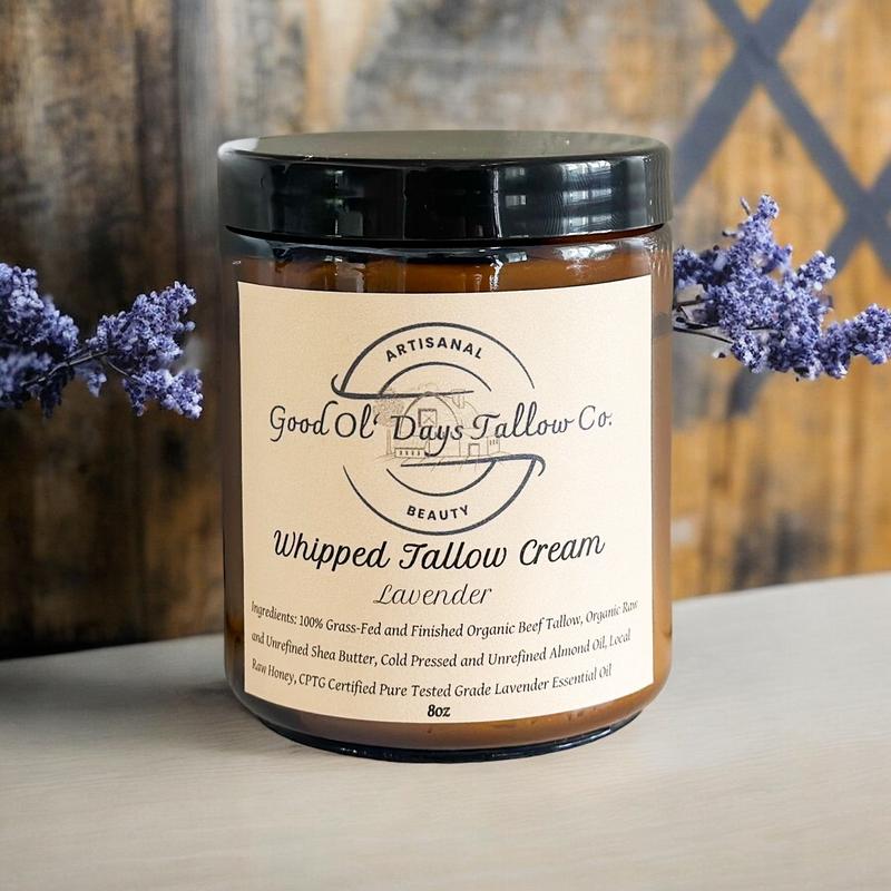 Options of Unscented, Eucalyptus, or Lavender Whipped Tallow Cream-100% Grass Fed and Finished Organic Beef Tallow, Shea Butter, Almond Oil, Honey