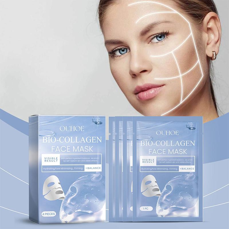 Collagen Face Mask, 1 Box 2 Boxes(4 Counts box) Moisturizing Facial Mask, Hydrating Face Mask, Face Care Product for Women & Men