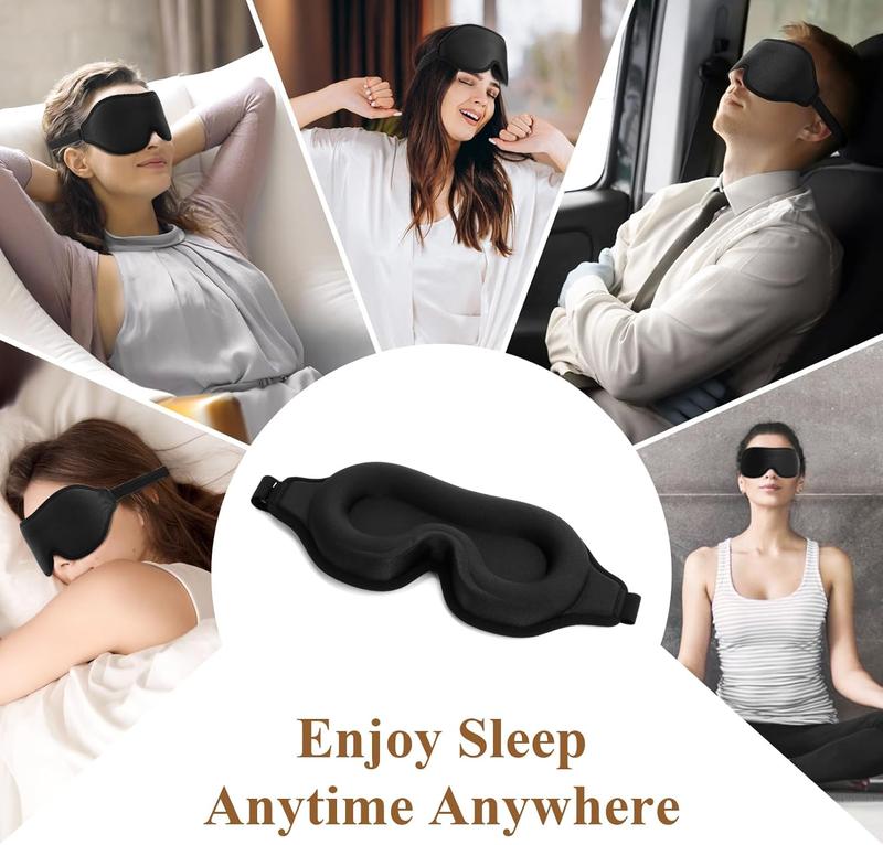 Blackout Eye Mask for Sleeping, 3D Contoured Cup No Pressure Sleep Mask with Adjustable Strap, Ultra-Thin Sides Breathable Lightweight Soft Eye Cover