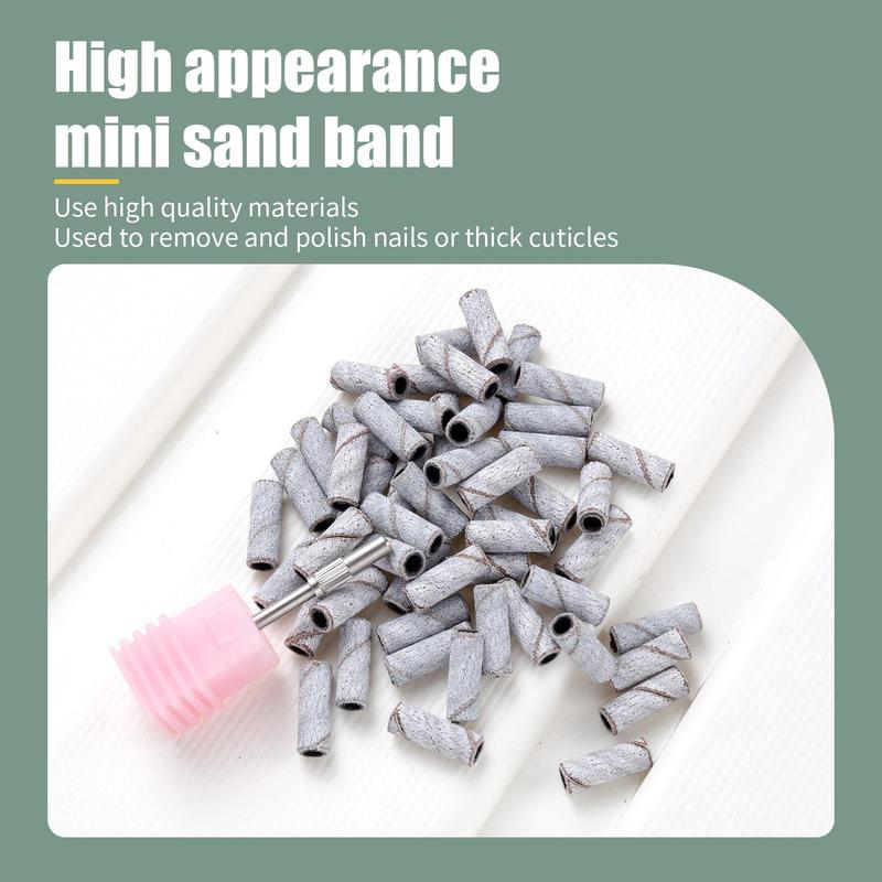 Mini Nail Sanding Bands with Mandrel, Nail Drill Bits Sand Rings, Dead Skin Nail Gel Remove Milling Cutter for Manicure