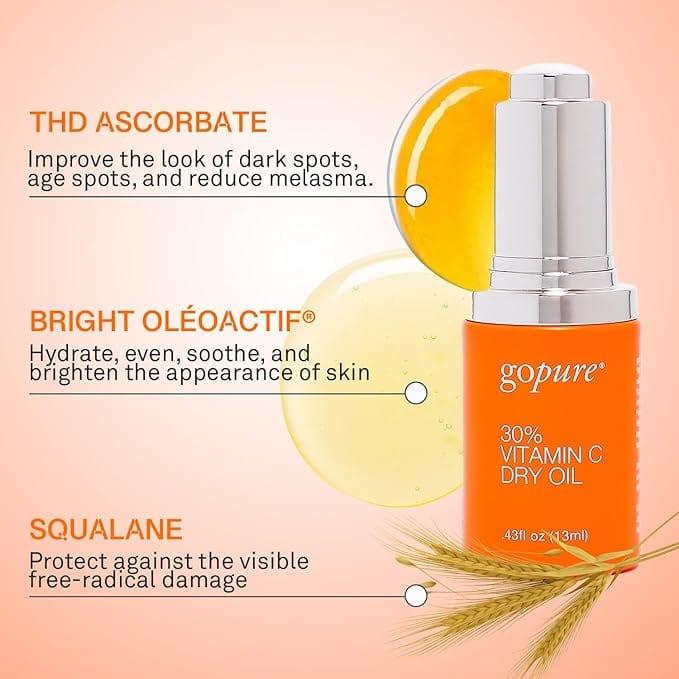 GOPURE Vitamin C Serum 30% - Dark Spot Reducer Facial Serum Evens Skin Tone - All Skin Types