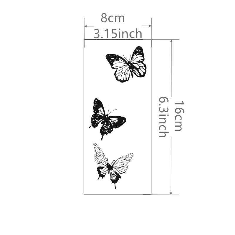 Three-Butterfly Temporary Tattoo Sticker, 1 Sheet Fake Tattoo Sticker, Body Art Tattoo Sticker For Men And Women