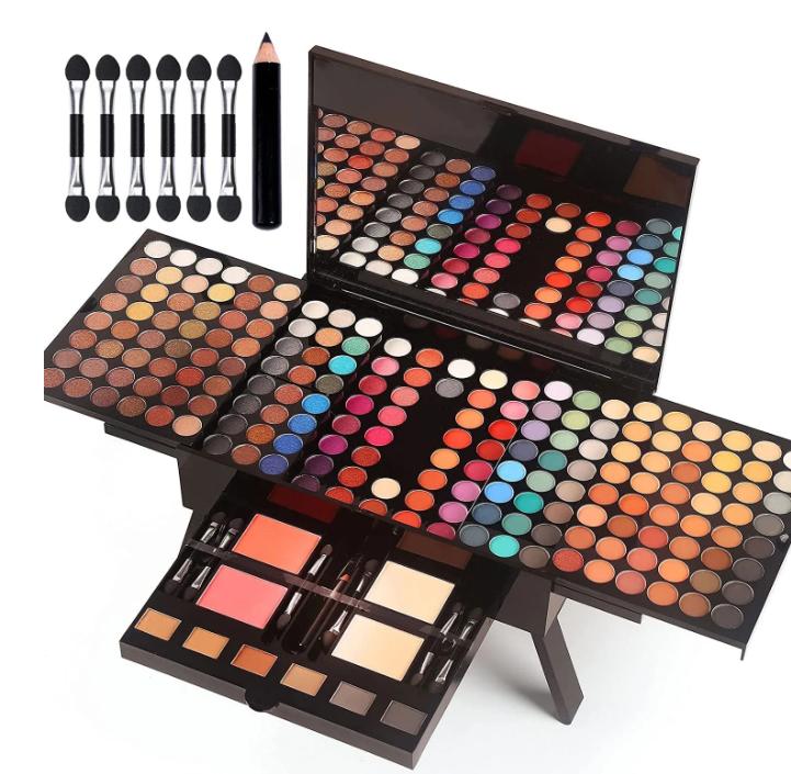 MISS ROSE 190 Colors Cosmetic Makeup Palette Set Kit Combination,Professional Makeup Kit for Women Full Kit,Makeup Pallet,Include Eyeshadow Facial Blusher Eyebrow Powder Eyeliner Pencil Mirror