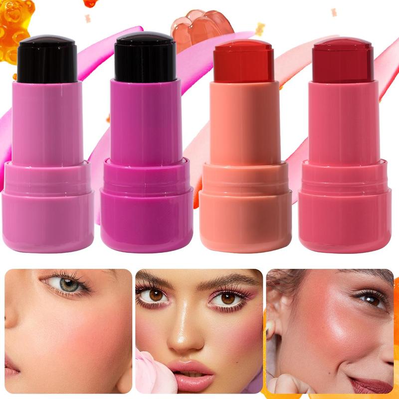 Dual-use Jelly Blush for Lips and Cheek, 4 Counts set Long Lasting Blush Stick, Multi-functionallip Balm, Natural Look Blush for Daily Makeup