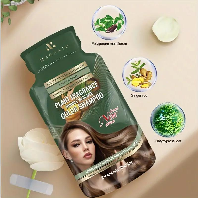 Plant Extract Bubble Hair Dye Shampoo, 10pcs box Natural Extracts Hair Dye Permanent, Suitable for Both Men and Women, Hair Care & Styling Product