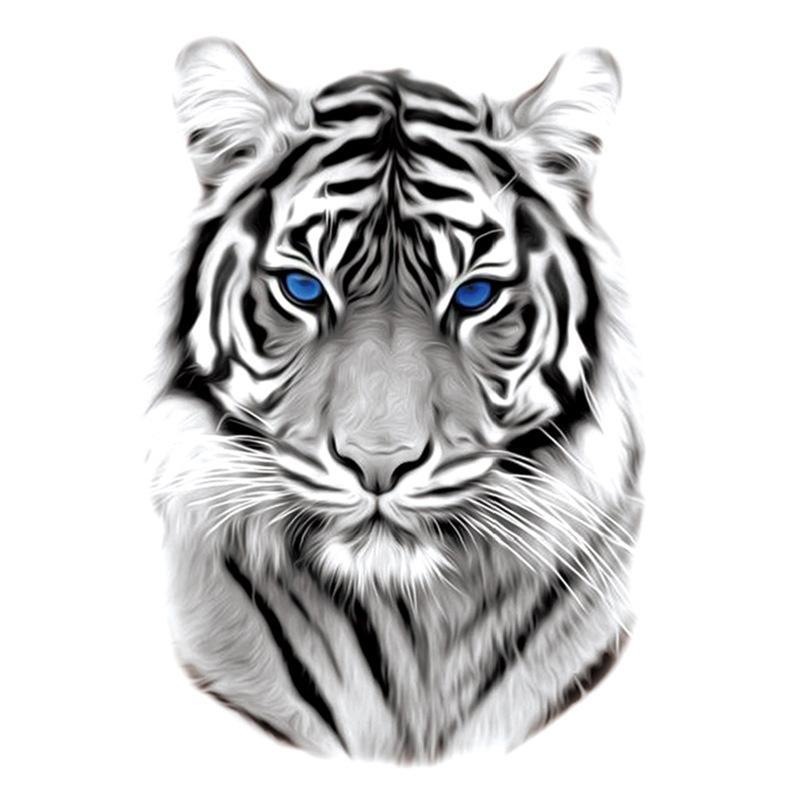 Blue Eye Tiger King Pattern Temporary Tattoo Sticker, 1 Count Waterproof Long Lasting Fake Tattoo Sticker, Body Art Sticker for Men & Women