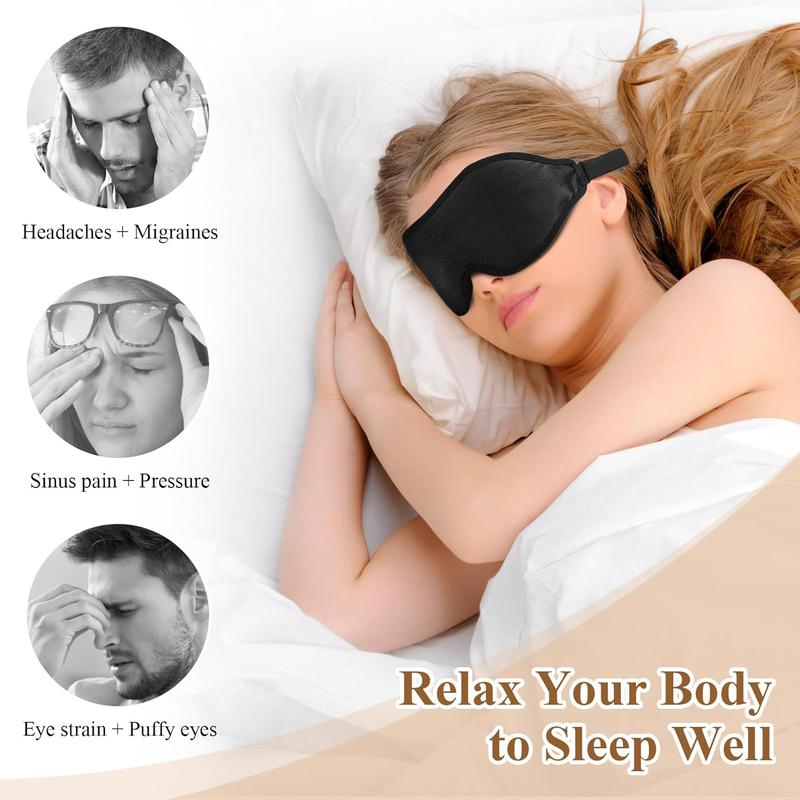 Blackout Eye Mask for Sleeping, 3D Contoured Cup No Pressure Sleep Mask with Adjustable Strap, Ultra-Thin Sides Breathable Lightweight Soft Eye Cover