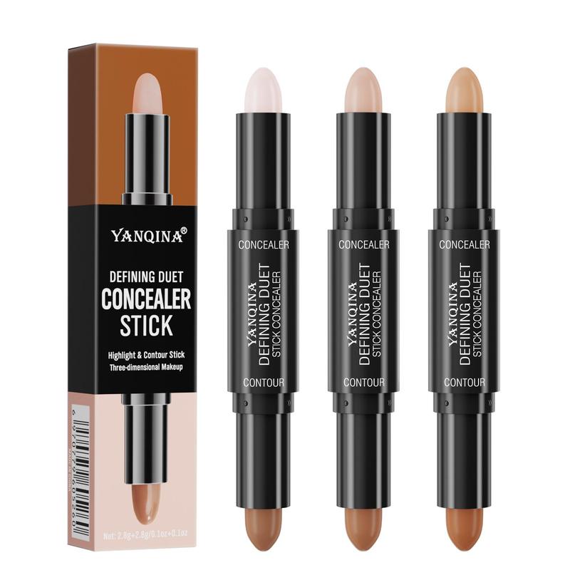 2 in 1 Comfort Double Ended Cosmetic Contour Stick, 1 Count Compact Highlighter Contouring Bronzer Pencil, Face Brightening Make Up Stick, Facial Makeup, Christmas Gift