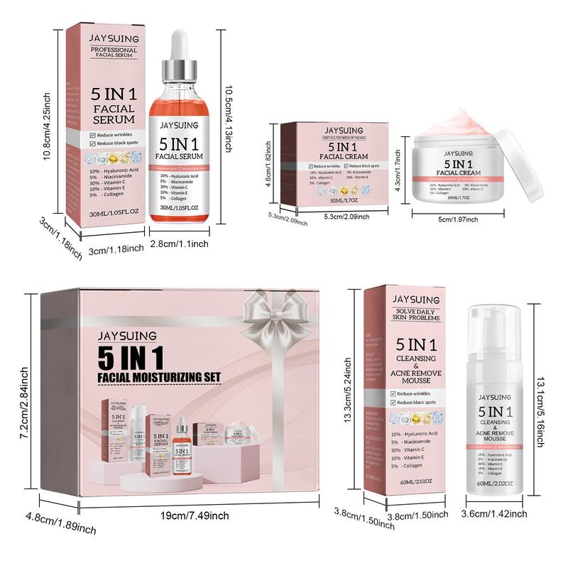 1 Set Facial Moisturizing Set, Including Facial Serum & Facial Cream & Cleansing, Suitable for Daily Use