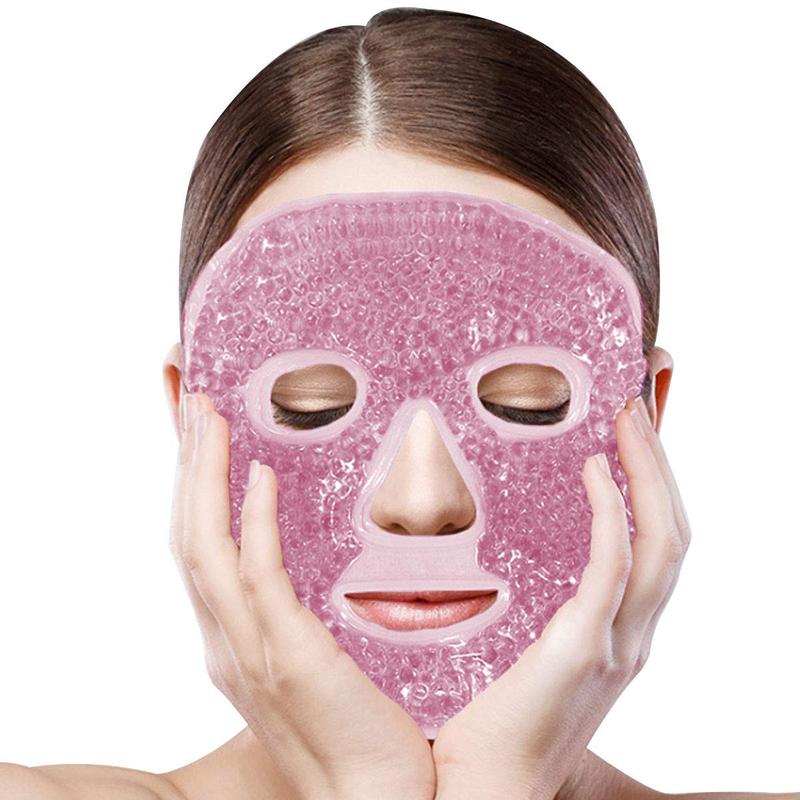 Hot and Cold  Full  Gel Mask, Ice Mask for Woman Man,Gel Beads Eye Mask&Compress   for , Puffiness, ,  & Overall  Care (Pink)