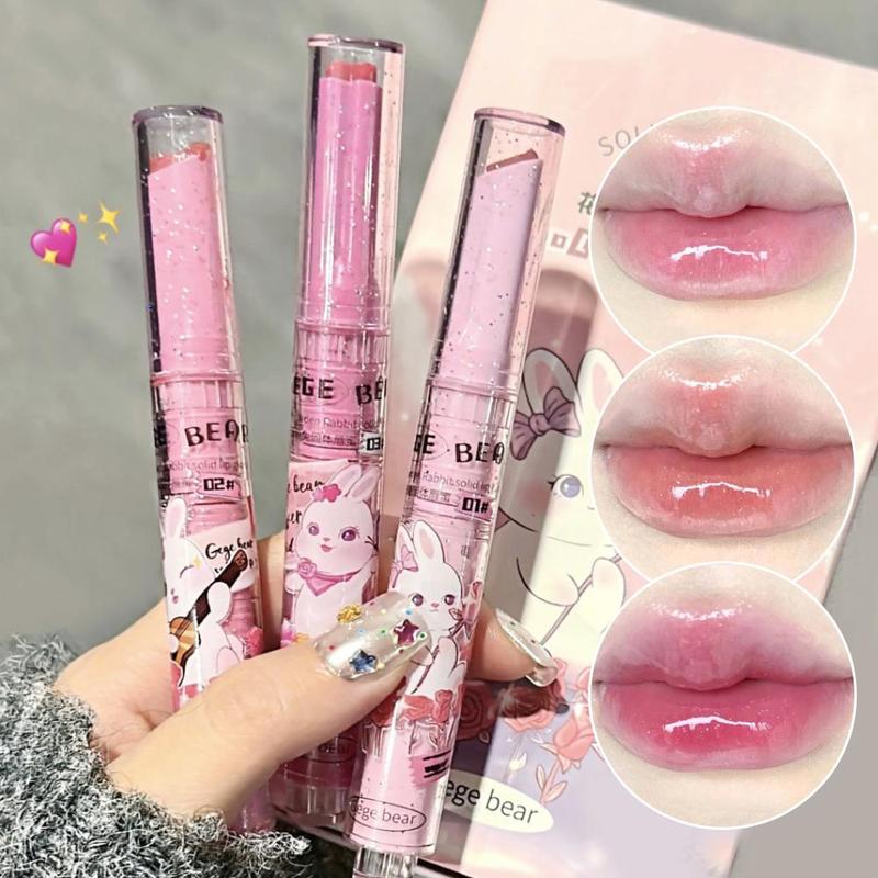 Cute Cartoon Rabbit Design Lip Gloss, 3 Counts set Juicy Glossy Lipstick, Hydrating Mirror Lip Glaze, Glossy Smoothing Lip Balm, Lip Care Kit