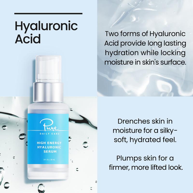 Pure Daily Care Hyaluronic Serum for NuDerma Wands - Long Lasting Hydration and Plumping for Silky-Soft, Hydrated Skin - Moisture, Skincare Comfort Skin Repair