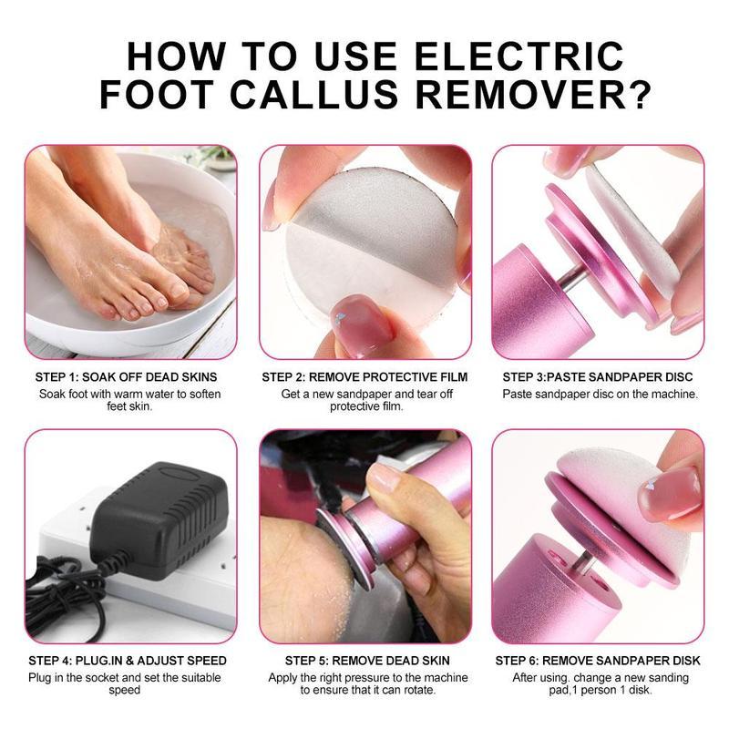 Electric Foot Callus Remover, with 60pcs Sanding Discs, Professional Adjustable Speed Electric Foot File Pedicure Tool for Dead Dry Crack Calluses