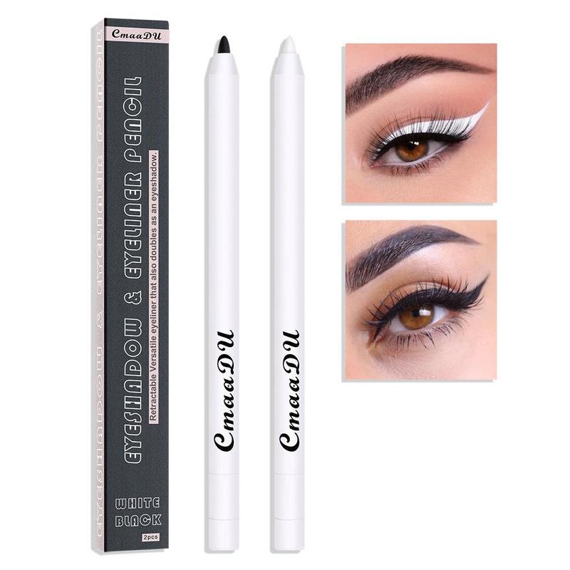 Two Color Eyeliner, 2 Counts set Blacks and White Eyeliner, Eyeliner Gel Pen, Long Lasting Coloring Eye Makeup Pen, Eye Makeup Product