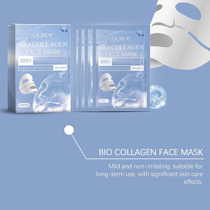 Collagen Face Mask, 1 Box 2 Boxes(4 Counts box) Moisturizing Facial Mask, Hydrating Face Mask, Face Care Product for Women & Men