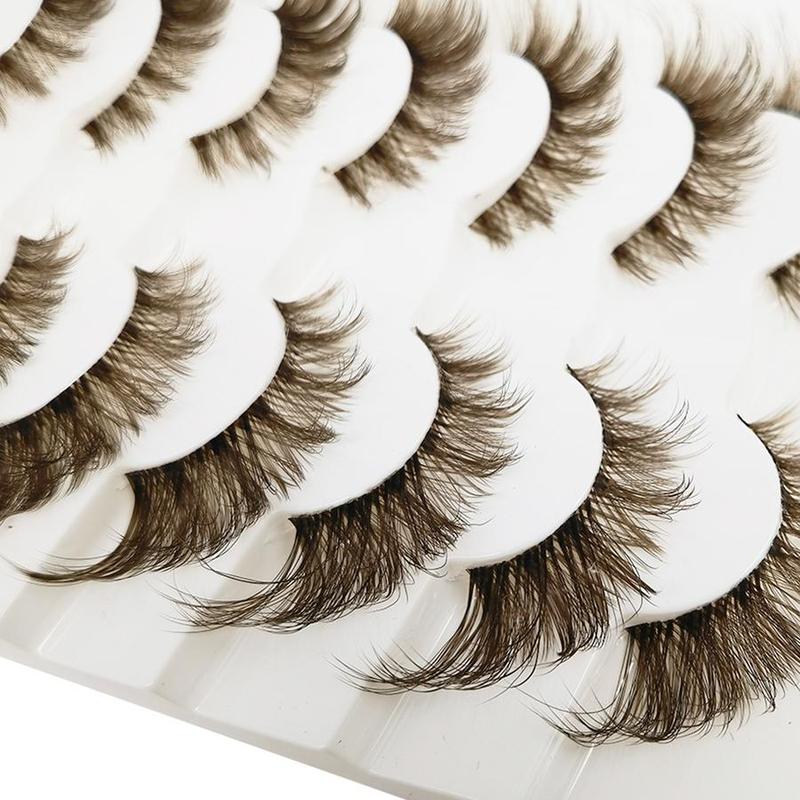 8D Fluffy False Eyelashes for Eyelashes Extensions, Wispy Transparent Stem Brown Faux Cluster Lashes, Eyelashes Extensions, Natural Curling Eye Makeup Strip Lashes for Women & Girls Eye Extensions, Christmas Gift